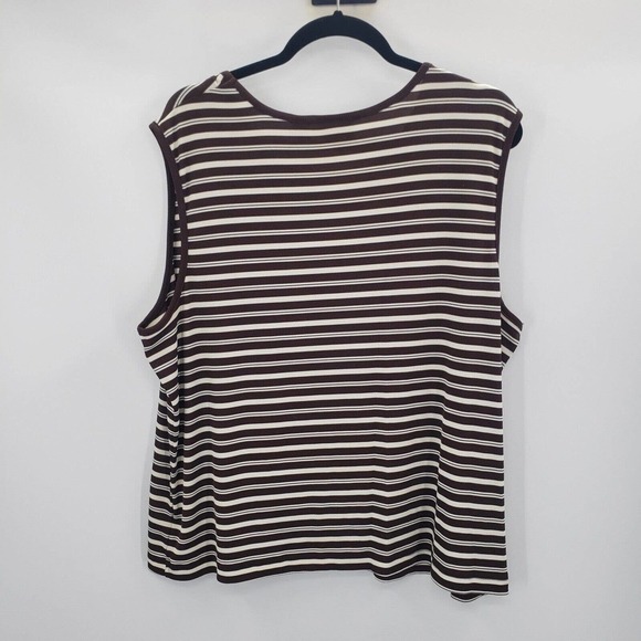 Covington striped tank top womens plus size 20 22 brown white sleeveless knit - Picture 9 of 10